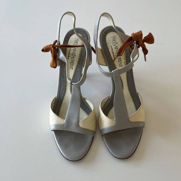 Yves Saint Laurent Slingback Peeptoe Heels Tie Detail - Picture 3 of 10